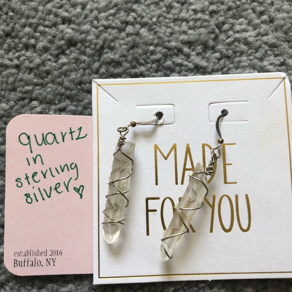 Sterling silver quartz earrings, never worn